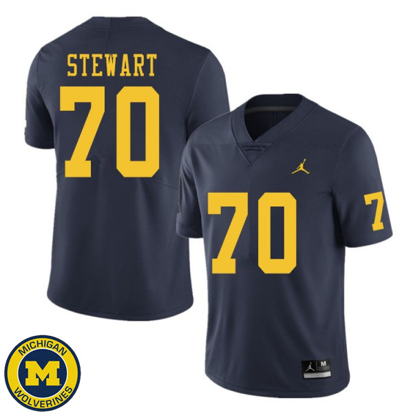 Mens Michigan Wolverines #70 Jack Stewart Navy Replica Game Jersey